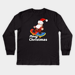 Christmas Skateboarding Santa Kids Long Sleeve T-Shirt